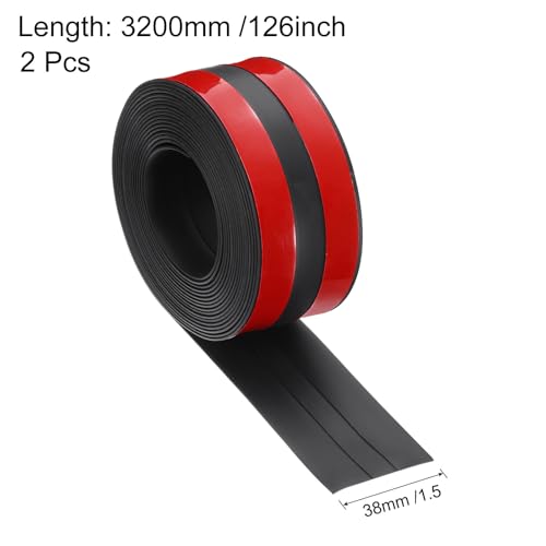 Image of uxcell 126 inchx1.5 inch Caulk Tape Waterproof Tape Not Go Moldy Double Line Self Adhesive Shower Tape Caulk Strips for Kitchen Countertop,Bathroom Toilet Floor Black 2Pcs