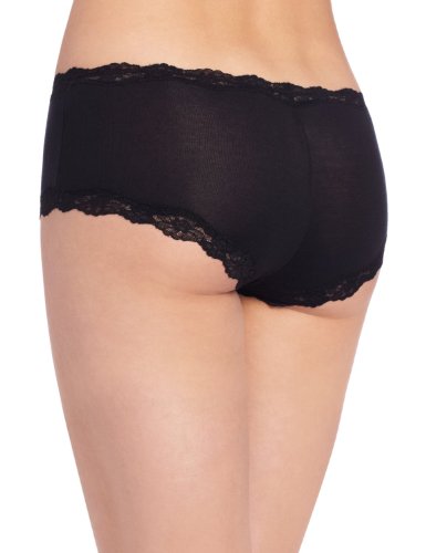 Maidenform Women's Underwear Low-Rise Cheeky Fit, Scalloped Lace Hipster Panties, Pearl Black Pin Dot W/Pearl, 7 #TOP1
