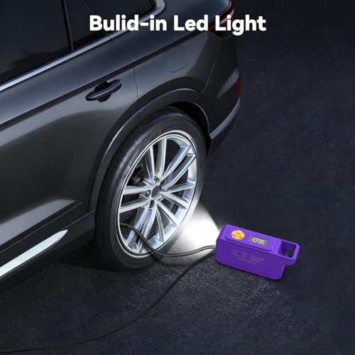 Image of 150 PSI Tire Inflator Portable Air Compressor with Digital Pressure, Purple