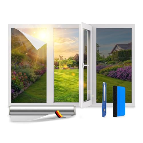 VIEWGUARD UV Sonnenschutzfolie für Fenster Innen & Außen Blickdichte Fensterfolie als Sonnenschutz Folie Selbstklebende Hitzeschutzfolie für Fenster Außen & Innen für Sommer - 30 x 200cm