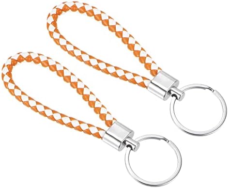 PATIKIL Braided Leather Keychains, Key Ring Woven Decoration Lanyard Strap for Bag Wallet