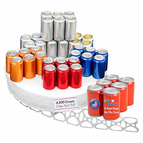 4300 Count Roll 6pk Rings Universal Fit - Fits all 12oz Beer Soda Cans - FAST SAME DAY SHIPPING
