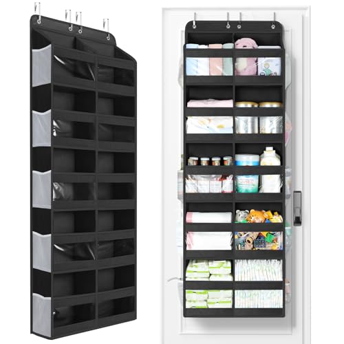 Image of Yecaye 5-Tier Over The Door Organizer Dual-Column, 80lbs Load Over The Door Storage of 10 Compartments, Heavy Duty Extra Large Door Organizer Hanging for Bedroom Closet Nursery Bathroom Pantry, Black