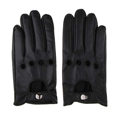 Colcolo Luvas de Direção Retro Preto Couro Real Inverno Luvas de Direção com Tela - L