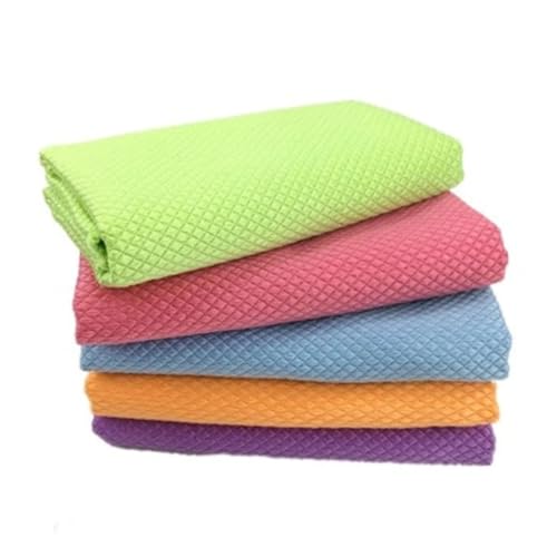 ROMISBABA 5 Piezas Paños de Limpieza de Microfibra para Cocina Unidades Absorción de Agua Secado Rápido Multiusos para Cristales Ventanas y Muebles Color Aleatorio Color Aleatorio