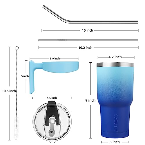Image of BJPKPK 40 oz Tumbler with Handle & Straw, Insulated Stainless Steel Mug