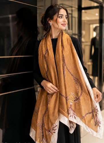 Image of MALINA Women's Polyester Silk Satin Stole Scarf - Soft Lightweight Fashion Wrap, Elegant Floral & Gradient Design, summer stole,Scarf For Women,Premium Stole,Large Size 180x90 cm'