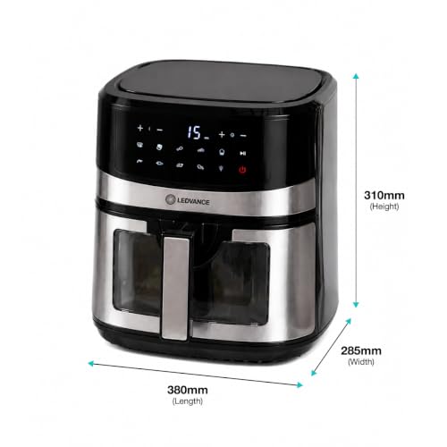 Image of Ledvance Air Fryer | 6.3LCapacity & 1600W | 10 in 1 Functions | Digital & Touch Control Panel | 360Rapid Air Circulation | 85% Less Oil Usage | Glass View | 9 Pre Heat Settings | 2 Year Warranty