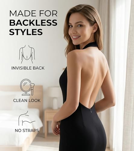 Image of DClub Adhesive Bra Strapless Sticky Invisible Push up Silicone Bra for Backless Dress with Nipple Covers.
