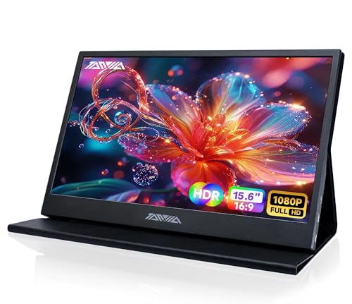 15.6 Inch Portable Monitor, FHD 1080P IPS USB-C/HDMI Display, Ultra Slim Second Screen for Laptop/Phone/PS5/Xbox, Plug & Play, Travel Monitor