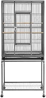 costoffs Large Bird Cage Parrot Cage Metal Budgie Cage Cockatiel Cage Bird Aviary with Rolling Stand Pet Home for Conures Parakeets Lovebird Black