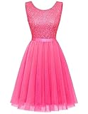 BeryLove Homecoming Dresses for Teens Sequin Dress Sleeveless Cocktail Dresses Tulle Dress Mini Prom Party Formal Dress S002 Hot Pink S