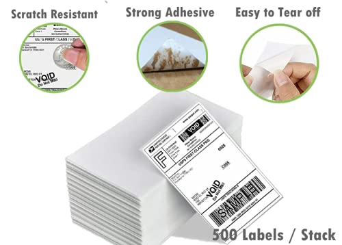 500 Thermische Versandetiketten 4x6 Zoll – Fächerfaltig, Für Zebra & Rollodrucker