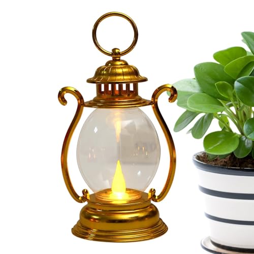 Lámpara pequeña vintage – Linterna portátil retro con pilas |: PP y otros materiales Luz nocturna decorativa para dormitorio, salón, patio al aire libre, camping