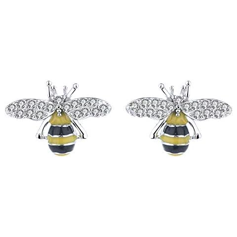 Belons Girls Earrings Bumble Bee Earrings 925 Sterling Silver Cubic Zirconia Bee Studs Earrings for Women Kids Cover