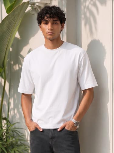Image of XYXX Solid Boxy Oversized Roundneck Tshirt for Men