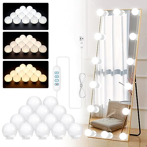 VEIOPGAB Hollywood Vanity Mirror Lights 14 LED Bulbs 3 Color