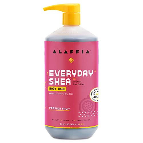 Image of Alaffia EveryDay Shea Body Wash, Naturally Moisturizing Cleanser for All Skin Types with Fair Trade Shea Butter, Neem & Coconut Oil, Passion Fruit 32 fl oz