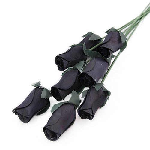 Black Bunch of 8 Closed Bud Wooden Roses for Crafts Custom Bouquets and Other DIY Projects. Choose Form Over 60 Colors.
