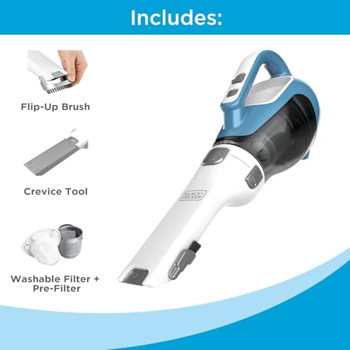 BLACK+DECKER dustbuster AdvancedClean Handheld Vacuum Cordless, Compact Home and Car Vacuum with Crevice Tool ,Rotating Nozzle and Charging Station, Large Dust Bowl (CHV1410L) - Image 4