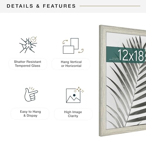 MCS Studio Gallery 12x18 Picture Frame Gray Woodgrain, Rectangle Photo Frame for Photos, Posters & Art Prints (1-Pack)