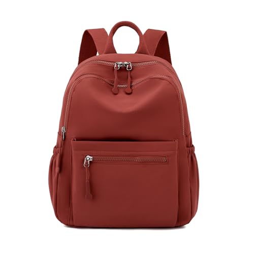 Image of Tanweibago Mini Nylon Women Backpacks,11L Small Ladies backpacks Casual Lightweight Women Shopping Travel Daypack (Z1-brick red)