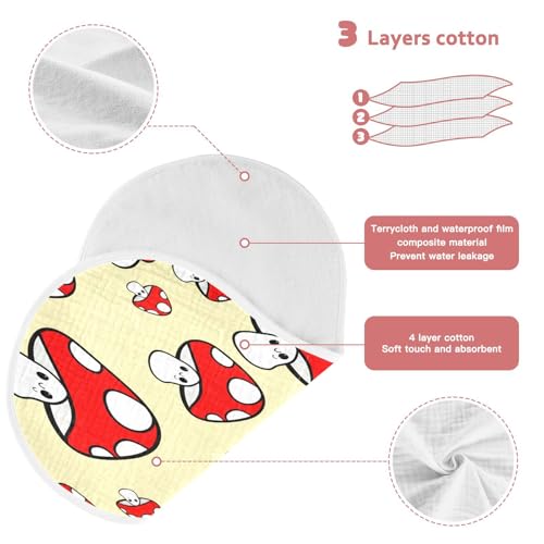 Kigai Mushrooms Burp Cloths for Baby 4-Layer Cotton Muslin Burping Cloths 22x11 inch Super Soft & Absorbent Spit Up Burp Rags for Newborn Boys Girls 2 Pack3