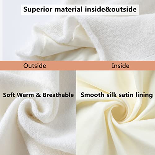 Facecozy Satin Lined Slouchy Knit Beanie Hat Wool Blend Winter Hat For Women Beanies Soft Wool Skull Beanies Cap (White) #TOP3