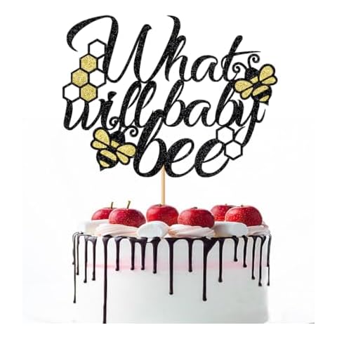 Naicaek What Will Baby Bee Cake Topper,Gender Reveal Cake Decor,Bee Theme Baby Birthday Cake Topper,Honey Bee/Bee Beehive/Boy or Girl Gender Reveal Pregnancy Announcement Baby Shower Party Supplies Cover