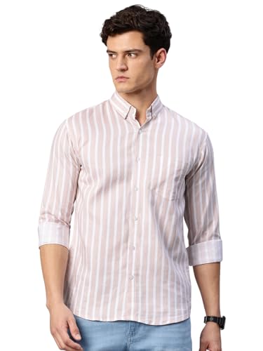 Image of Majestic Man Classic Slim Fit Vertical Striped Casual Cotton Shirt