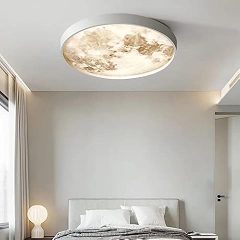 LED Moon Ceiling Light Ultra-Thin Round Ceiling Lamp Simulation Moon Chandeliers Entrance Hallway Ceiling Light for Bedroom, Living Room, Boys Girls Bedroom, 33CM/13.1'' Cover