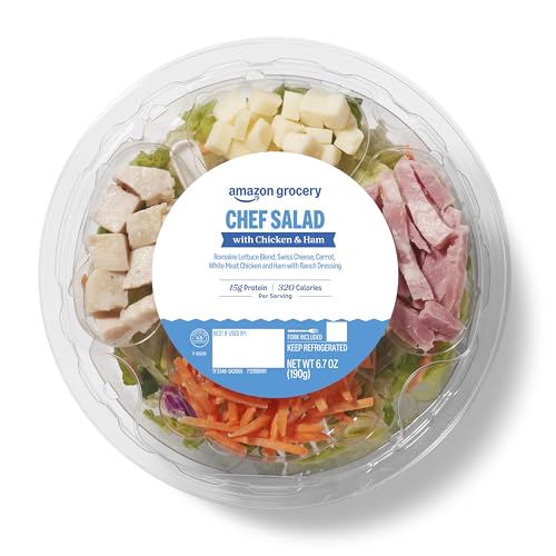 Amazon Fresh Brand, Chef Salad with Chicken and Ham, 6.7 Oz Amazon Fresh Brand, Chef Salad with Chicken and Ham, 6.7 Oz