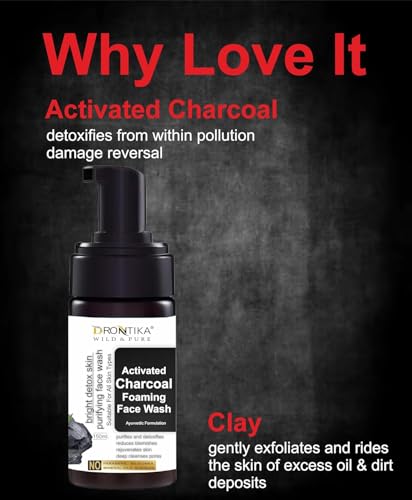 Image of Drontika Wild & Pure Natural Activated Bamboo Charcoal Foaming Face Wash | Anti-Pollution Face Wash| Face Wash for Removing Dead Skin Cells|Powered Botanics| 150ml. (Activated Charcoal)