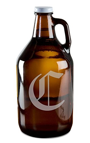 Olde English Upper Case 'C' Hand-Made Etched Glass Beer Growler 64 oz