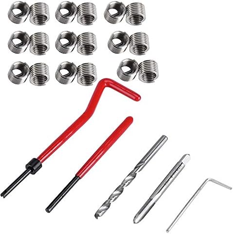 SUNSHINETEK 30pcs Thread Repair Kit M6 x1.0mm Helicoil Restoring Thread Repair Tools Wire Insert Kit Compatible Hand Tool Set for Auto Repairing Cover