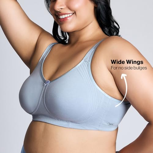 Image of Nykd (NYB169) Cotton Anti Microbial Non Padded & Non Wired Side Support Shaper Bra for Women | Full Coverage Bra with Detailed Contoured Lift & Shape with Wide Straps
