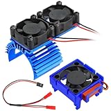 VXL-3s ESC Cooling Fan and Motor Cooling 2000RPM Dual Fan Set Compatible with Traxxas Slash 4x4 Stampede 4x4 Rustler 4x4 Hoss 4×4 Velineon VXL 3s Heat Sink,Blue