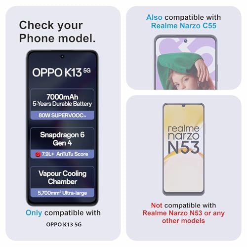 Image of Tempered Glass Screen Protector Compatible for OPPO K13 5G / OPPO K13 with Edge to Edge Coverage and Easy Installation Kit