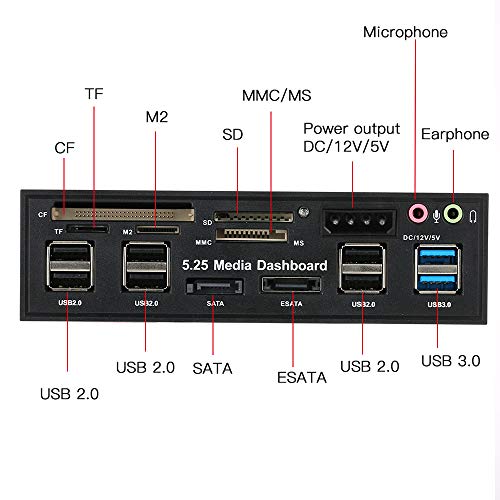 KKmoon Multi-Function USB 3.0 Hub eSATA Porta SATA Leitor de cartão interno Mídia de painel do PC Pa