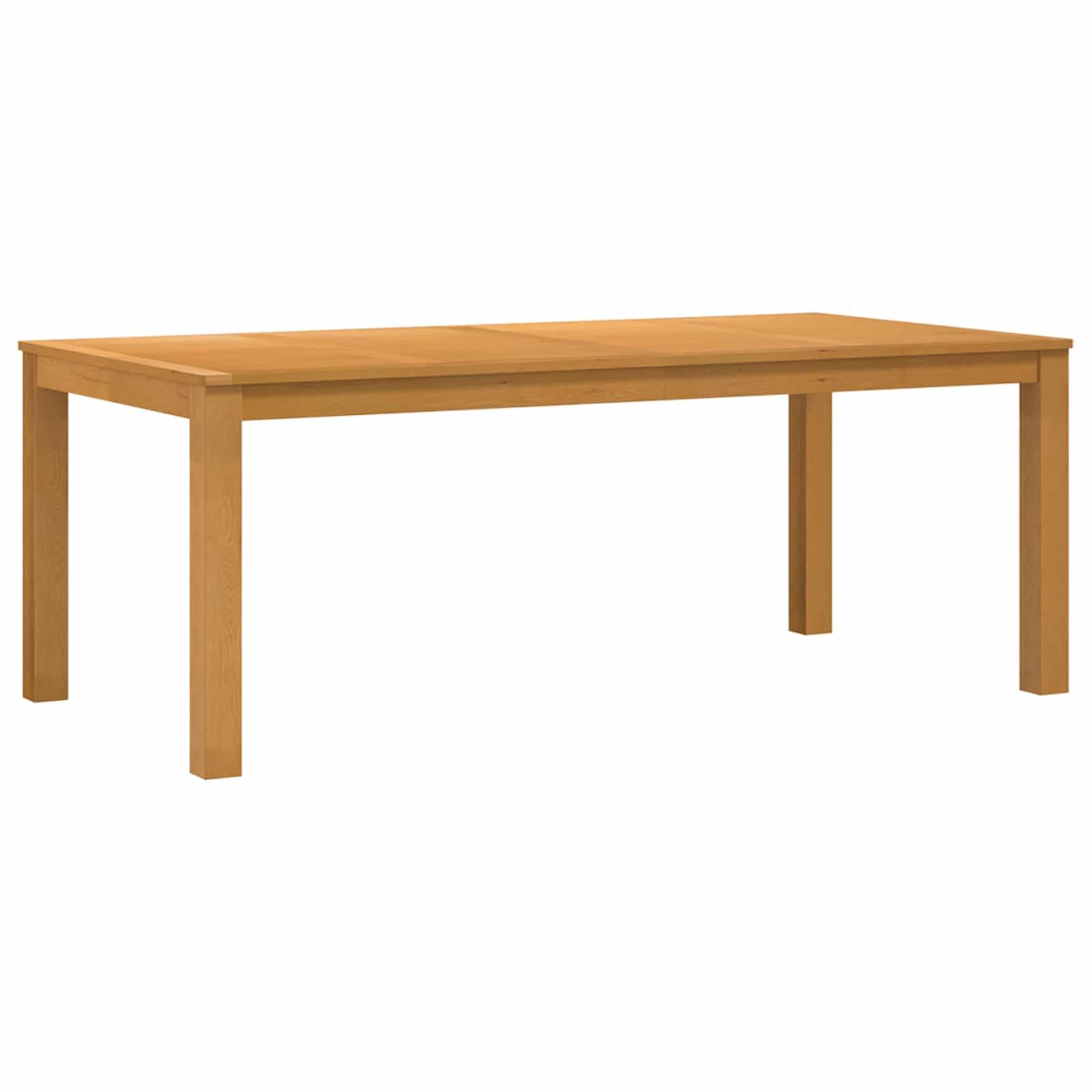 Stół do jadalni z litego drewna dębowego, 200 x 100 x 75 cm z kwadratową ramą, prostokątny stół kuchenny do jadalni i salonu, stabilny stół do jadalni z naturalnym blatem drewnianym