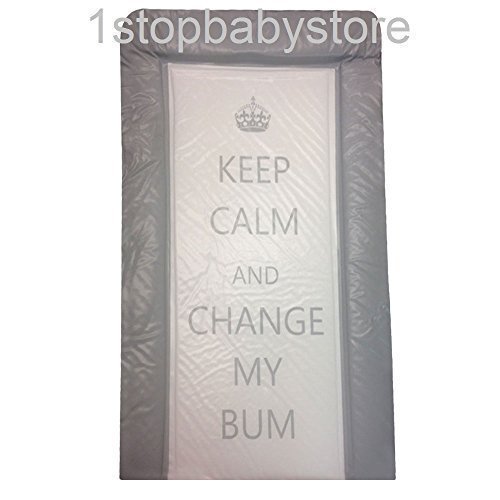 1Stopbabystore - Matelas de Change pour Bébé Double Côté Gris Texte Imprimé : Keep Calm & Change My Bum