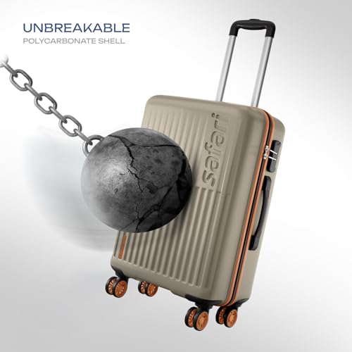 Image of Safari Astra Neo 8 Wheels Set of 3 Trolley Bags, Hard Case Polycarbonate, 360 Degree Wheeling Carry on & Check-in Luggage for Men & Women, Suitcase for Travel, Trolley Bags for Travel, Champagne