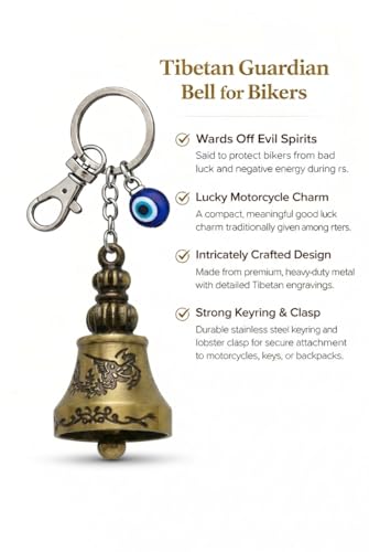 Image of REDLUV Guardian Bell for Bike - Tibetan Lucky Motorcycle Keychain, Biker Protection Charm, Anti-Evil Bell Key Ring, Good Luck Gift for Riders