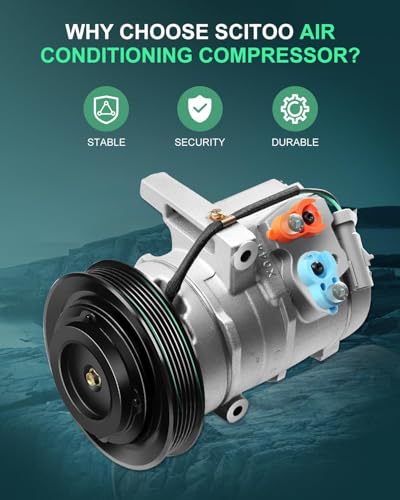Image of SCITOO AC Compressor fit for Chrysler 300 2.7L 2006-2010 | Fast Cooling, Ultra Low Noise (≤72 dB)Air Conditioner Compressor with Clutch, Easy Installation, DW97309 10350321 639387