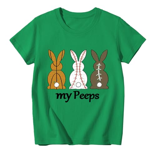 Boys Girls Easter Shirts Bunny Tshirt Short Sleeve Cotton Tee Funny Rabbit Graphic Tshirts 3-12 Years