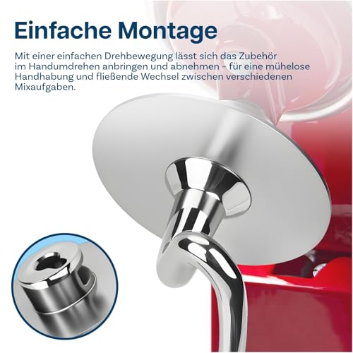 Edelstahl Spiral-Knethaken K45DH für KitchenAid 4.5-5 Quart Kippkopf-Standmixer Artisan & Classic Serie von MMOBIEL - Kneten von Brothakenaufsätzen - Mixen Zubehör Ersatz – Spülmaschinenfest