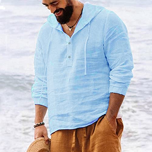 RTRDE Men's Long Sleeve Shirts Causal Pullover Hoodie Lightweight Solid Color Hooded Tops Henley Shirts, M-3XL2