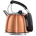 Russell Hobbs Bouilloire 1,2L, Design Emblématique Vintage, Ebullition Rapide, Jauge niveau d'eau - Inox Cuivré 25861-70 K65