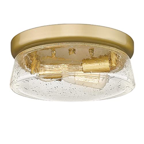Hopejoy Gold Flush Mount Ceiling Light, 12 Inch 2-Light Modern Seeded Glass Flush Mount Light Fixture, Close To Ceiling Light Fixtures In Champagne Gold For Hallway Bedroom Kitchen Entryway #TOP6