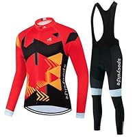 spocyclife Rennrad Trikot Herren Fahrradbekleidung Herren Set Rad Trikots Radtrikot Langarm Rennrad Anzug MTB (Rot-Lang, M)